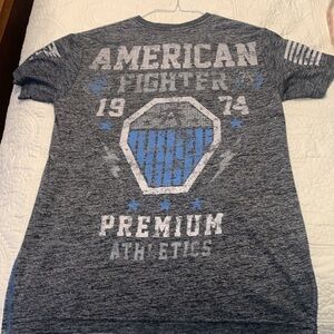 American Fighter Grey & Blue Men’s T-Shirt Training Division Size Small PreOwned